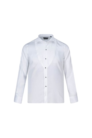 Hatemoğlu Beyaz Comfort Fit Slim Yaka 100% Pamuk Manşetli Saten Klasik Gömlek