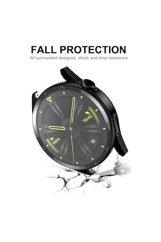 Huawei Watch Gt3 46Mm Temperli Cam Ekran Ve Kasa Koruyucu Sert Pc