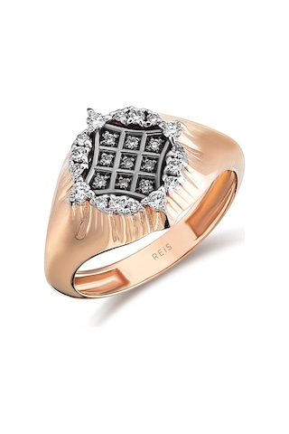 Reis Kuyumculuk T6072 Debut Band Ring Pembe Altın Yüzük