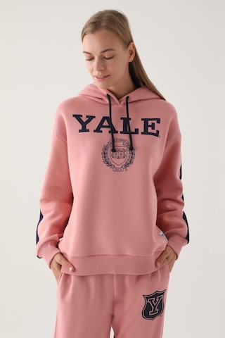 Yale Pembe Kapüşonlu Baskı Detay Kadın Sweatshirt 5274-41207 Pembe