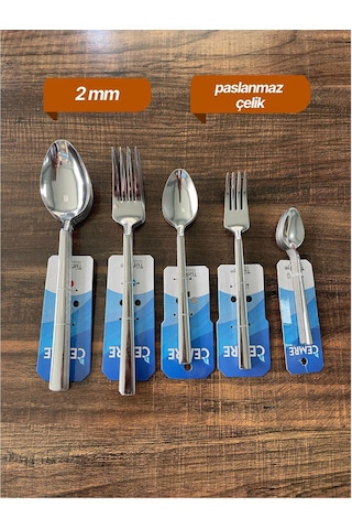 30 Parça 6 Kişilik Paslanmaz Çelik Çatal Kaşık Takımı 1. Kalite Cemre Metalik