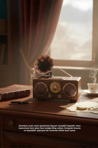 Nostaljik Bluetooth Hoparlör Retro Radyo Kablosuz Speaker Tf Kart Fm/am/sw