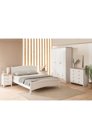 Karya Modern İnci Beyaz Çift Kişilik Karyola