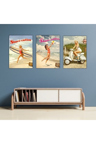Avrupa Güzelleri Tasarımlı Retro 20 X 28 Cm Mdf Duvar Dekorasyon Posteri
