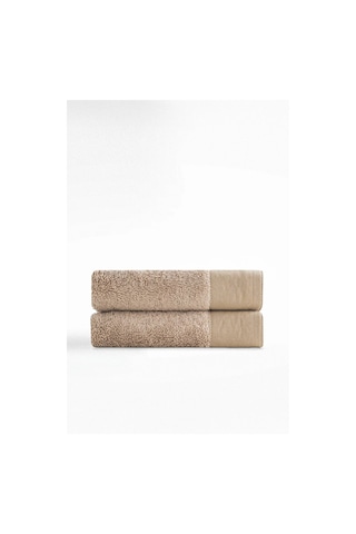 Ecocotton Pure Cotton Bej Bez Bordürlü %100 Organik Pamuk 2'li El Havlusu Seti - 30 50 Cm Bej
