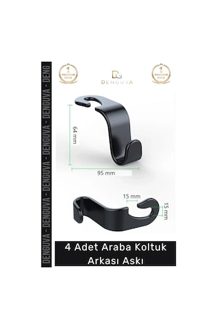 Askı Araç İçi Düzen Güvenlik Çanta Poşet Askısı Dayanıklı Pratik Montaj 4 Adet Araba Koltuk Arkası