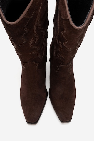 Luvishoes Pietro Kahve Kahve Süet Hakiki Deri Kadın Western Çizme Kahve
