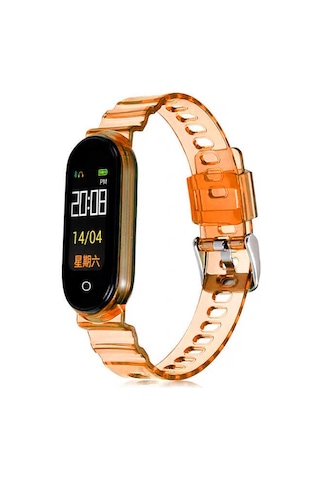 Ekılıf - Xiaomi Mi Band 5 Uyumlu - Kordon Silikon Kordon Krd-27 - Turuncu
