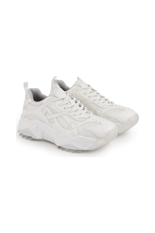 Libero L083.65137 Gri Hakiki Deri Kadın Sneaker Yüksek Tabanlı Rahat Spor Ayakkabı Beyaz