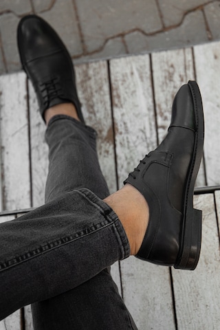 D00226 Günlük Ortopedik Hakiki Deri Erkek Klasik Ayakkabı Siyah