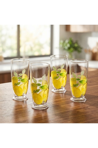 Lucky Art Limora Akrilik 715 Ml 4 Lü Büyük Boy Bardak Seti Dıo30008 Sarı