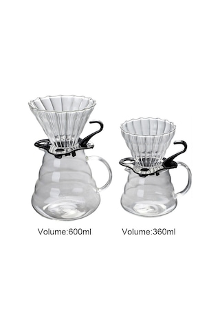 Xindoker Büyük Boylu Isıya Dayanıklı Cam V60 Filtre Kahve Fincanı, Koyu Plastik Tabanlı, Kapağı Var, Logo Özelleştirilebilir El Çekimli Siyah