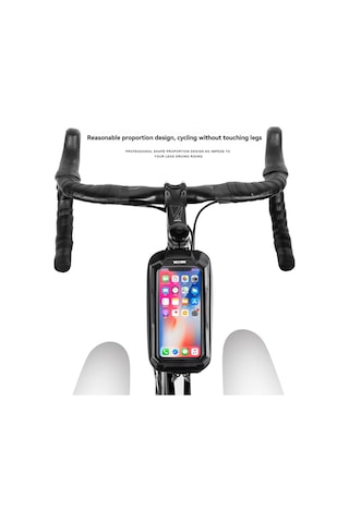 Moveevo X2 Bisiklet Ön Çubuk Çantası - Sert Kasa Eva Materyal, Su Geçirmez, Dokunmatik Ekran, 6.7 İnç Telefon Uyumlu, Dağ Bisikleti Çantası Siyah Siyah