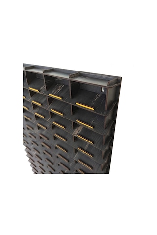 Eğimli 50 Araçlık Eskitme Siyah Hobi Araba Rafı