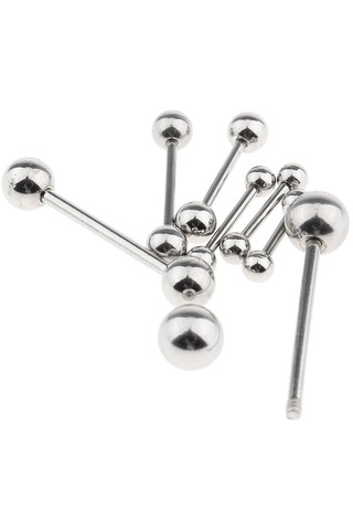 Homyl 9 Parça Paslanmaz Çelik Dil Halkası Kaş Meme Gümüş