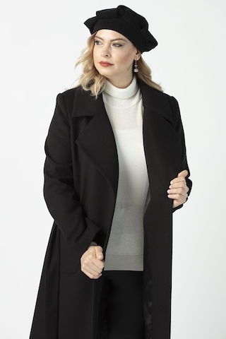Moda Berray 904 Siyah Mono Yaka Torba Cepli Kaşe Kaban Siyah