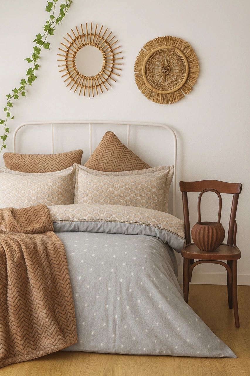 Everyday Yatak Örtülü Nevresim Takımı Çift Kişilik Vento Mavi