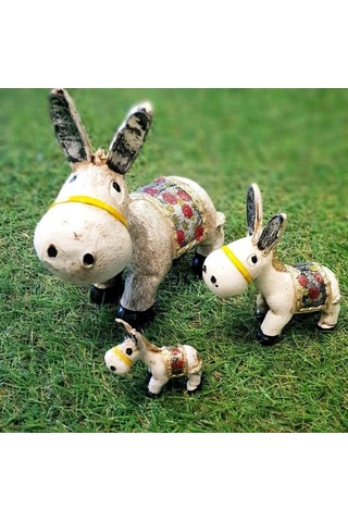 3 Lü Sevimli Hayvan Ailesi Dekoratif Obje Biblo 3 Lü Set