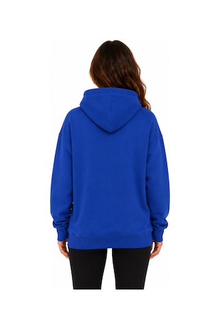 Herkesemoda Portakal Dilimi Baskılı Kapüşonlu 2 İplik Şardonlu Sweatshirt Mavi