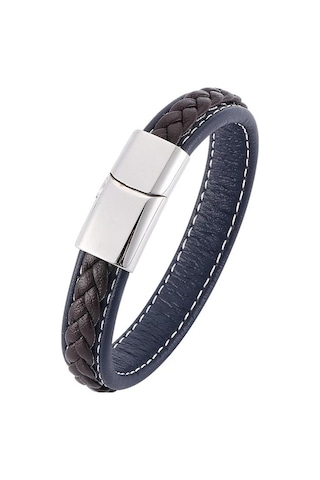 Yeni Punk Deri Örgü Bileklik Erkekler İçin Charm Bileklikler Erkek El Takısı Deri Bileklik Homme Gümüş