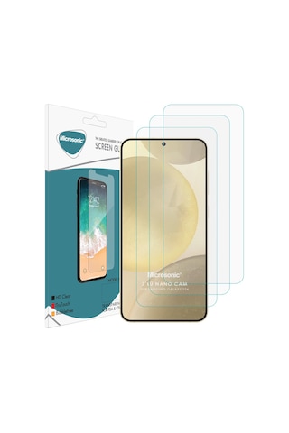 Microsonic Samsung Galaxy Uyumlu S24 Fe Screen Protector Nano Glass Cam Ekran Koruyucu 3 Lü Paket