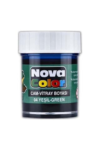 Yeşil Cam Boyası Vitray Boyası 25 ML 1 Adet Nova Color Su Bazlı Y Yeşil