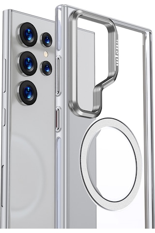 Galaxy S25 Ultra Kılıf Magsafe Uyumlu Wlons Standlı Efsane Kapak Gri Gri