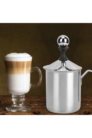 Folinda 304 Çelik El Manuel Süt Köpükleyici: Kafe Kaliteli, Homojen Köpük, Ergonomik Tutuş, Ev Ve Cafe İçin Gümüş