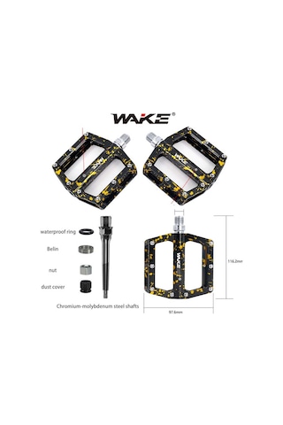 Wake Alüminyum Rulmanlı Siyah / Mor Kamuflaj Desenli Pedal