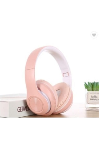 Pembe Macaron Set Bluetooth Kablosuz Stereo Kulaklık