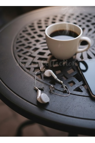 Bluetooth Kulaklık Kayıp Önleyici. Eyfel Detaylı Zincirli Kıkırdak Küpe.özel Tasarım Metalik