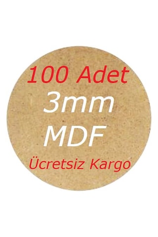 5 Cm Çap 3 Mm Ham Mdf 100'lü Paket - Yuvarlak