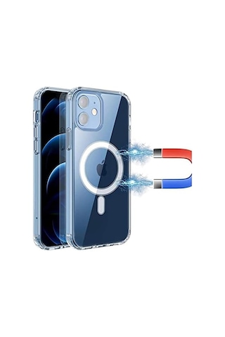 İphone 14 Pro Max İçin Magsafe Özellikli Çok Şık Şeffaf Kılıf Kristal Full Koruma 50 x 22