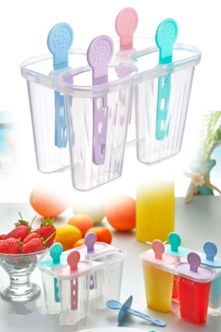 Rotanev Renkli Pratik 4'lü Meybuz Dondurma Kalıbı 4 Adet Buz Meybuz Ve Dondurma Kalıbı Çok Renkli