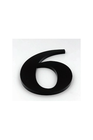 Kapı Numarası 15 Cm No 6, Siyah Pleksi Kendinden Yapışkanlı (484797306)
