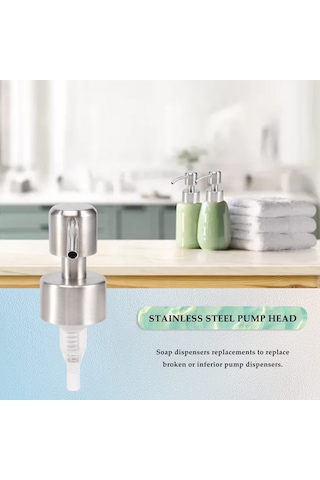 Xurunkeji Adet Paslanmaz Çelik Sabun Pompası Yedek Parçası 28 Dişli Metal Şişe Nozulları Losyon Dağıtıcı Başlığı Gümüş