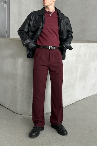 Erkek Pileli Baggy Kalıp Kumaş Pantolon Bordo