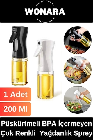 Premium Püskürtmeli Bpa İçermeyen Çok Renkli Plastik Fan Başlıklı Cam Şişe Yağdanlık Sprey 200 Ml Diğer