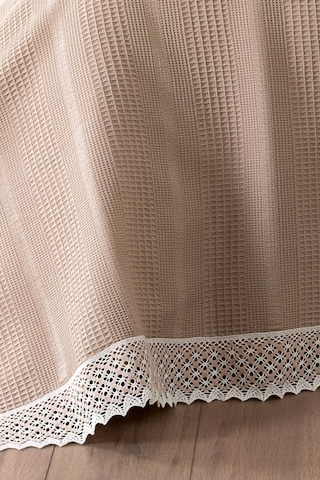 Tek Kişilik İki Renkli Kopanaki Dantelli Petek Pike - Waffle Dokuma -160x230 Cm-kapuçino Cappuccıno Cappuccino