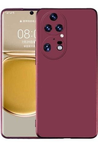Huawei P50 Pro Kılıf Zore Premier Silikon Kapak Mürdüm