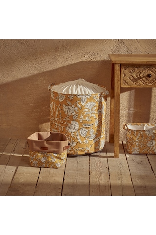 Bella Maison Indian 2'li Çamaşır Sepeti Seti Hardal 36 x 40 CM Hardal