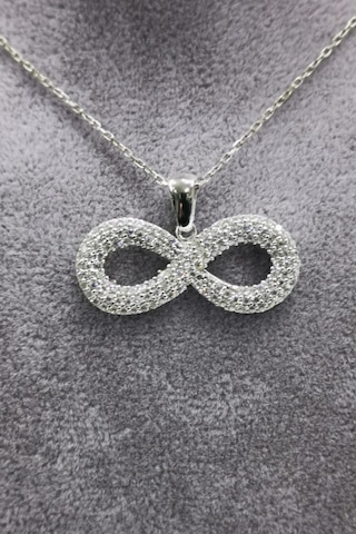 Omar Silver Kadın Üç Sıra Zirkon Taşlı Sonsuzluk Gümüş Kolye (513866602)