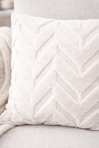 Peluş Dekoratif Kırlent Kılıfı İskandinav Zigzag-balıksırtı 4 Lü Set 42x42 Cm Krem - Bej
