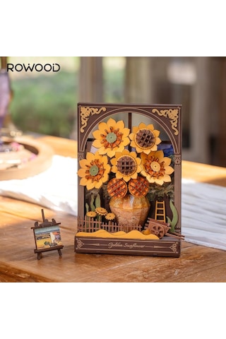 Rowood Th002 Ayçiçeği Golden Sunflower Dıy Minyatür Maket Model Seti Ahşap 3d Wooden Puzzle 3d Model Kit Detaylı Dekoratif Hobi Seti Ahşap Maket