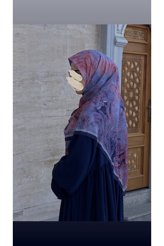 Qalortex Scarf Pamuklu Soft Âlâ Desen Eşarp-morcivert Morcivent
