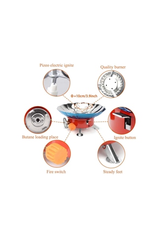 Zilinn 2800w Rüzgar Geçirmez Taşınabilir Açık Soba Kamp Gaz Sobası Piknik Brülörü Yürüyüş İçin Saklama Çantası İle Kırmızı