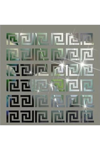 Labirent Bordür 60 Adet 7x7 Plexi Dekoratif Ayna Gümüş Antre Bord Gümüş