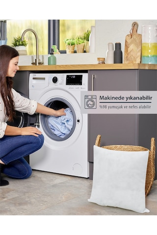 50 X 50 cm Beyaz Turkıshrug Kıngdom 4 Adet %100 Saf Silikon İç Yastık Dolu Kırlent, Dayanıklı , Nefes Alabilir Ve Yumuşak