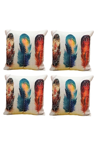 Modern Tarz Dijital Baskılı 4 Lü Dekoratif Kırlent Kılıfı Seti 43x43 Cm Şık Ve Renkli Tasarımlar Krem - Bej