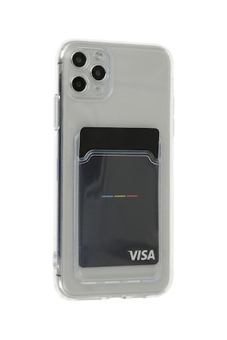 Apple Uyumlu, iPhone 11 Pro Max Kılıf Kart Şeffaf Silikon - Şeffaf Düz Renkli